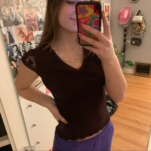Y2K 2000s brown top